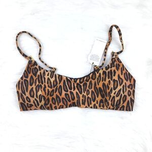 Christian Lacroix x Swiminista 41B Leopard Animal Print‎ Play Bikini Top NWT M